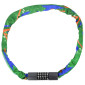 ANTIVOL VELO / TROTTINETTE CHAINE A CODE ACIER LONGUEUR 95cm (MULTICOLORE VERT DOMINANT) - NIVEAU SECURITE 8 8435764422713