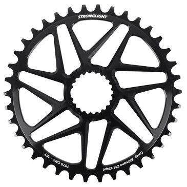 PLATEAU VTT DIRECT MOUNT POUR SHIMANO FC-M6100/M6120/M6130/FC-M7100/M7120/M7130/FC-M8100/M8120/M8130 STRONGLIGHT MONO ALU NOIR 38DTS - EPAISSEUR 3mm 12V. 3700223725199