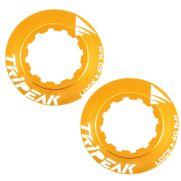 ECROU DISQUE DE FREIN CENTER LOCK TRIPEAK ALUMINIUM ULTRA LEGER 7g OR - SERRAGE INTERNE (VENDU A LA PAIRE) 4710243294352