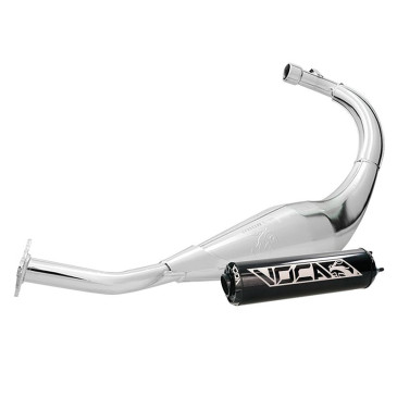 EXHAUST FOR 50CC MOTORBIKE VOCA CROSS CHROMED FOR SHERCO 50 SM-R, SE-R (LOW MOUNTING - BLACK ALUMINIUM SILENCER) 3700948229361
