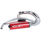 EXHAUST FOR 50cc MOTORBIKE VOCA CROSS CHROMED FOR DERBI 50 SENDA, SENDA DRD/APRILIA 50 RX, SX (TOP MOUNTING - RED ALUMINIUM SILENCER) 3700948184837
