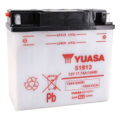 BATTERIE 12V 19 Ah 51913 YUASA CONVENTIONNELLE AVEC ENTRETIEN (Lg186xL82xH171mm) 5050694004889