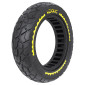 PNEU TROTTINETTE PLEIN CROSS 10 X 2.50/B44 NOIR LISERET JAUNE ULTRALEGER (LARGEUR INTERIEUR 46mm) 8435764434488