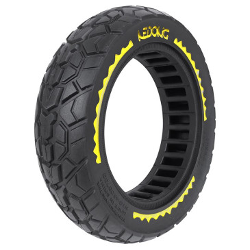 PNEU TROTTINETTE PLEIN CROSS 10 X 2.50/B44 NOIR LISERET JAUNE ULTRALEGER (LARGEUR INTERIEUR 46mm) 8435764434488