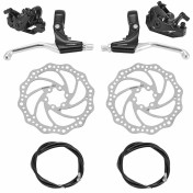 FREIN A DISQUE VTT MECANIQUE AVANT + ARRIERE P2R AVEC CABLE ET DISQUE 160mm + ADAPTATEUR 3700948301173