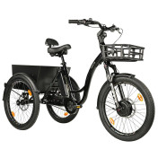 TRICYCLE ELECTRIQUE/VAE CITY LEADER FOX 24" CURTIS 2025 MIXTE NOIR BRILLANT 8V SHIMANO NEXUS MOTEUR ROUE AV BAFANG 36V 45Nm BATTERIE 17,4Ah FREIN ET RETROPEDALAGE 8592826101457