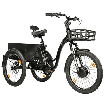 TRICYCLE ELECTRIQUE/VAE CITY LEADER FOX 24" CURTIS 2025 MIXTE NOIR BRILLANT 8V SHIMANO NEXUS MOTEUR ROUE AV BAFANG 36V 45Nm BATTERIE 16,7Ah (LARGEUR HORS TOUT 75cm, DEBATTEMENT 100mm) 8592826101457
