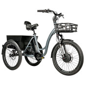 TRICYCLE ELECTRIQUE/VAE CITY LEADER FOX 24" CURTIS 2025 MIXTE GRIS MAT 8V SHIMANO NEXUS MOTEUR ROUE AV BAFANG 36V 45Nm BATTERIE 17,4Ah FREIN ET RETROPEDALAGE
