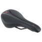 SELLE NEWTON JUNIOR ICHNOS RACING NOIR DECO ROUGE 256X140MM RAIL ACIER 3700948300503