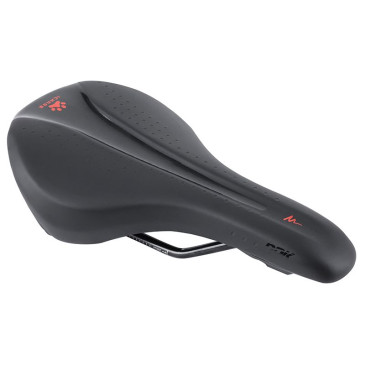 SELLE NEWTON JUNIOR ICHNOS RACING NOIR DECO ROUGE 256X140MM RAIL ACIER 3700948300503