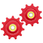 GALET DERAILLEUR TRIPEAK 11-11 DENTS ROULEMENT G5 CERAMIQUE POUR SHIMANO RD91xx/80xx/70xx 12V. ROUGE (4 RONDELLES DURACE/4 RONDELLES ULTEGRA ,105) (BLISTER DE 2) 4710243287415
