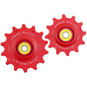 GALET DERAILLEUR TRIPEAK 12-14 DENTS ROULEMENT G5 CERAMIQUE POUR SHIMANO RD91xx/80xx/70xx 12V. ROUGE (4 RONDELLES DURACE/4 RONDELLES ULTEGRA ,105) (BLISTER DE 2) 4710243286777