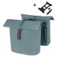 SACOCHE ARRIERE VELO DOUBLE BASIL VEGAN BLEU IMITATION CUIR 28/32L FIXATION PORTE BAGAGE FERMETURE PLIANT ANTI-PLUIE AVEC REFLECHISSANT FIXATION SYSTEME MIK (COMPATIBLE AVEC 157030 INCLUS) 8715019184024