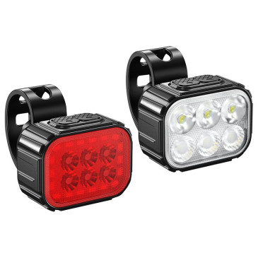 ECLAIRAGE VELO USB KIT SUR CINTRE/TIGE DE SELLE 500 / 100 LUMENS NOIR (AVANT+ARRIERE) (CABLE USB INCLUS) -SELECTION P2R- 8015431016614