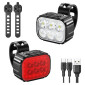 ECLAIRAGE VELO USB KIT SUR CINTRE/TIGE DE SELLE 500 / 100 LUMENS NOIR (AVANT+ARRIERE) (CABLE USB INCLUS) -SELECTION P2R- 8015431016614