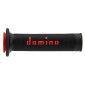 REVETEMENT POIGNEE DOMINO MOTO ON ROAD A010 NOIR/ROUGE OPEN END 120-125mm (PAIRE) 8033900000056