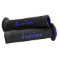 REVETEMENT POIGNEE DOMINO MOTO ON ROAD A010 NOIR/BLEU OPEN END 120-125mm (PAIRE) 8033900004542