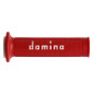 REVETEMENT POIGNEE DOMINO MOTO ON ROAD A010 ROUGE/BLANC OPEN END 120-125mm (PAIRE) 8033900035560