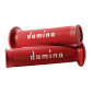 REVETEMENT POIGNEE DOMINO MOTO ON ROAD A010 ROUGE/BLANC OPEN END 120-125mm (PAIRE) 8033900035560