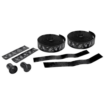 RUBAN DE GUIDON / CINTRE BTP PERFORMANCE PRO NOIR MOTIFS REFLECHISSANTS AVEC BOUCHONS (CONFORTABLE EPAISSEUR 3mm) 3700948302781