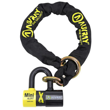 ANTIVOL A CHAINE AUVRAY XTREM LASSO 1.00M MAILLON DIAM 13.5mm AVEC U XTREM MINI ALERT 44x66mm (DIAM 16mm ALARME SONORE 120 dB) (CLASSE SRA CHAINE + U) 3700807710238