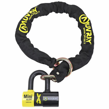 ANTIVOL A CHAINE AUVRAY XTREM LASSO 1.20M MAILLON DIAM 13.5mm AVEC U XTREM MINI ALERT 44x66mm (DIAM 16mm ALARME SONORE 120 dB) (CLASSE SRA CHAINE + U) 3700807710221