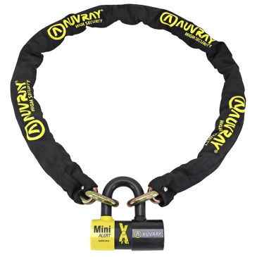 ANTIVOL A CHAINE AUVRAY XTREM 1.70M MAILLON DIAM 13.5mm AVEC U XTREM MINI ALERT 44x66mm (DIAM 16mm ALARME SONORE 120 dB) (CLASSE SRA CHAINE + U) 3700807710269