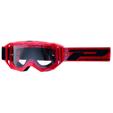 MASQUE/LUNETTES CROSS PROGRIP 3300 TR VISION GO ROUGE MAT ECRAN TRANSPARENT ANTI-RAYURES/ANTI U.V./ANTI-BUEE (HOMOLOGUE CE-EN-N° AC-96025 REV.2) 0801766036322