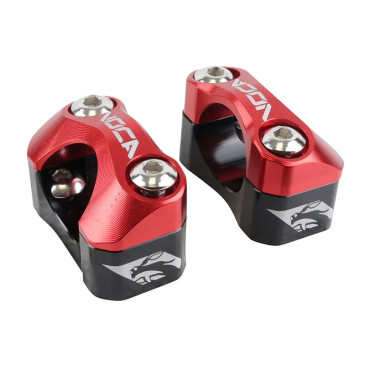 PONTET DE GUIDON UNIVERSEL VOCA HB28 V2 ALU CNC ADAPTATEUR DIAM 28,6mm NOIR/ROUGE (ENTRAXE FIXATION 32,20 A 34,80mm) (PAIRE) 3700948309766