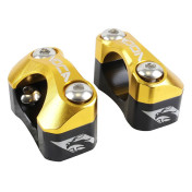 PONTET DE GUIDON UNIVERSEL VOCA HB28 V2 ALU CNC ADAPTATEUR DIAM 28,6mm NOIR/OR (ENTRAXE FIXATION 32,20 A 34,80mm) (PAIRE) 3700948309780