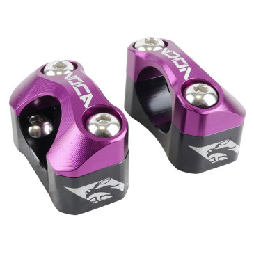 PONTET DE GUIDON UNIVERSEL VOCA HB28 V2 ALU CNC ADAPTATEUR DIAM 28,6mm NOIR/VIOLET (ENTRAXE FIXATION 32,20 A 34,80mm) (PAIRE) 3700948309797