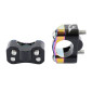 PONTET DE GUIDON UNIVERSEL VOCA HB28 V2 ALU CNC ADAPTATEUR DIAM 28,6mm NOIR/NEO-CHROME (ENTRAXE FIXATION 32,20 A 34,80mm) (PAIRE) 3700948309803