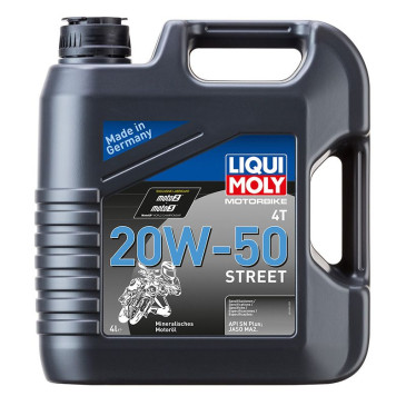 HUILE MOTEUR 4 TEMPS LIQUI MOLY MOTO STREET 4T 20W50 (4 L) MINERALE 4100420016967