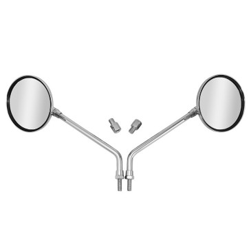RETROVISEUR SCOOT REPLAY ROND DIAM 103 mm CHROME DIAM 8 + 2 REDUCTEURS M10 (PAIRE) 3700948108901