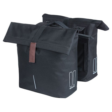SACOCHE ARRIERE VELO DOUBLE BASIL CITY NOIR 28/32L FIXATION PORTE BAGAGE FIXATION SYSTEME MIK 2.0 (COMPATIBLE AVEC 211726 INCLUS) (33x30x19cm) FERMETURE PLIANT ANTI-PLUIE 8715019183331
