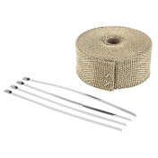BANDE THERMIQUE ISOLANTE POUR ECHAPPEMENT MOTO BEIGE LONGUEUR 10 M LARGEUR 50 mm (LIVREE AVEC 4 ATTACHES) -P2R- 3700948305225