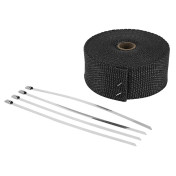 BANDE THERMIQUE ISOLANTE POUR ECHAPPEMENT MOTO NOIR LONGUEUR 10 M LARGEUR 50 mm (LIVREE AVEC 4 ATTACHES) -P2R- 3700948305249