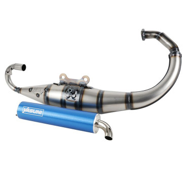 POT SCOOT YASUNI R VERNI POUR MBK 50 BOOSTER, STUNT/YAMAHA 50 BWS, SLIDER (SILENCIEUX BLEU AZUR) -TUB307A- 8404014097742