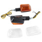 TURN SIGNAL (UNIVERSAL) REPLAY RECTANGLE ORANGE/CARBON + TRANSPARENT LENSES(PAIR) ** (L 81mm / H 39mm / Wd 37mm) 3700948032831