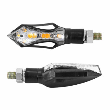 TURN SIGNAL FOR MOTORBIKE- SEQUENTIAL - LEDS - AVOC SAKADO ABS BODY - TRANSPARENT/BLACK (EEC APPROVED) (PAIRE) 3700948109519