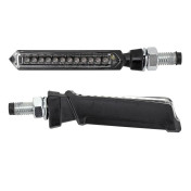 CLIGNOTANT SEQUENTIEL MOTO AVOC FUJI 12 LEDS BASE ABS TRANSPARENT/NOIR (L 79mm / H 11mm / L 18mm) (HOMOLOGUE E) (PAIRE) 3700948099353
