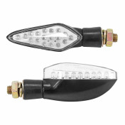 CLIGNOTANT MOTO AVOC HIRO 18 LEDS BASE ABS TRANSPARENT/NOIR (L 99mm / H 30mm / L 40mm) (HOMOLOGUE CE) (PAIRE) 3700948101704