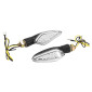 CLIGNOTANT MOTO AVOC HIRO 18 LEDS BASE ABS TRANSPARENT/NOIR (L 99mm / H 30mm / L 40mm) (HOMOLOGUE CE) (PAIRE) 3700948101704