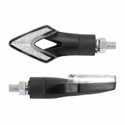 CLIGNOTANT MOTO AVOC IWA 7 LEDS AVANTS + 2 LEDS ARRIERES BASE ABS TRANSPARENT/NOIR MAT (L 80mm / H 35mm / L 20mm) (HOMOLOGUE CE) (PAIRE) 3700948109632