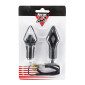 CLIGNOTANT MOTO AVOC IWA 7 LEDS AVANTS + 2 LEDS ARRIERES BASE ABS TRANSPARENT/NOIR MAT (L 80mm / H 35mm / L 20mm) (HOMOLOGUE CE) (PAIRE) 3700948109632