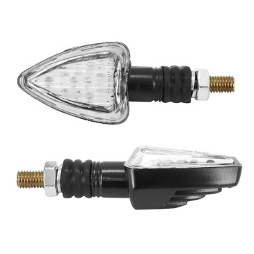 CLIGNOTANT MOTO AVOC ASO 13 LEDS BASE ABS TRANSPARENT/NOIR (L 78mm / H 37mm / L 27mm) (HOMOLOGUE CE) (PAIRE) 3700948109533