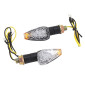TURN SIGNAL FOR MOTORBIKE- AVOC GAMA ABS BODY - TRANSPARENT/BLACK -SHORT LEG (Long 70mm / H 28mm (Wd 29mm) (EEC APPROVED) (Pair) 3700948109526