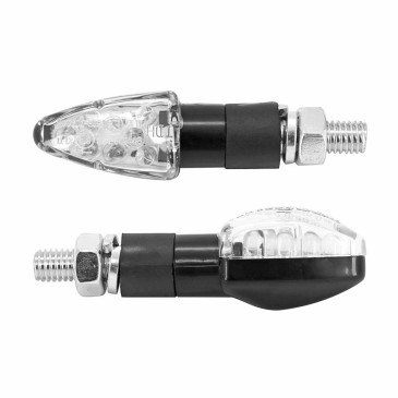 TURN SIGNAL FOR MOTORBIKE- AVOC MINI NAGO 8 LEDS ABS BODY - TRANSPARENT/BLACK (Long 55mm / H 20mm (Wd 23mm) (EEC APPROVED) 3700948109670