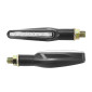 TURN SIGNAL FOR MOTORBIKE- SEQUENTIAL - LEDS - SAGAE ABS BODY - TRANSPARENT/BLACK (Long 87mm / H 19mm (Wd 25mm) (EEC APPROVED) (PAIRE) 3700948109489