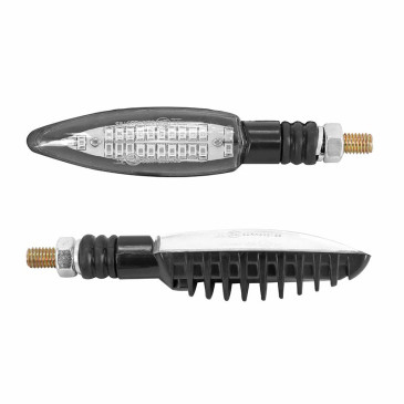 TURN SIGNAL FOR MOTORBIKE- SEQUENTIAL - AVOC SAGATA 24 LEDS ABS BODY - TRANSPARENT/BLACK (Long 103mm / H 25mm (Wd 26mm) (EEC APPROVED) 3700948109496